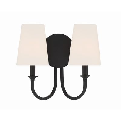Payton 2 Light Black Forged Sconce Silk Shade 13.5