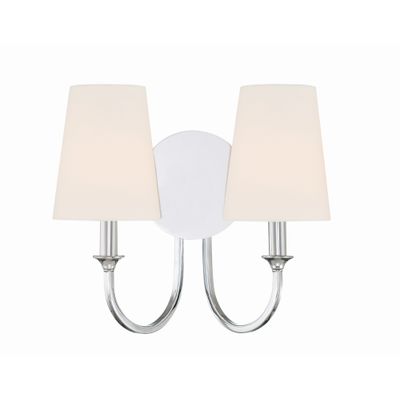 Payton 2 Light Polished Chrome Sconce Silk Shade 13.5