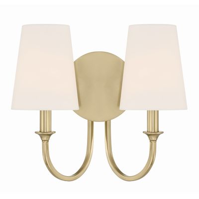 Payton 2 Light Vibrant Gold Sconce Silk Shade 13.5