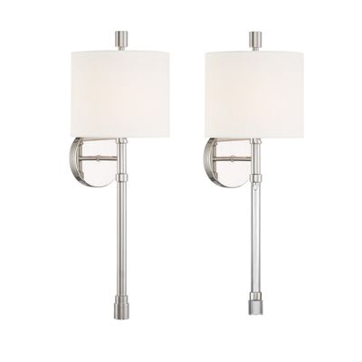 Rachel 1 Light Polished Nickel Sconce Silk Shade 8