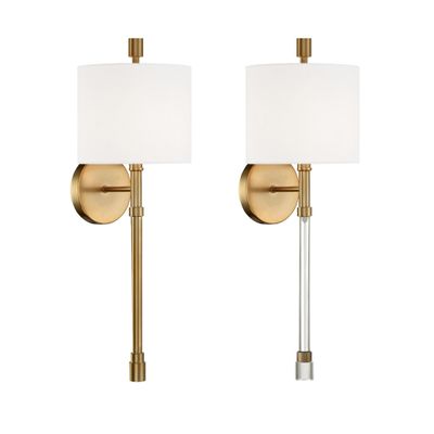 Rachel 1 Light Vibrant Gold Sconce Silk Shade 8