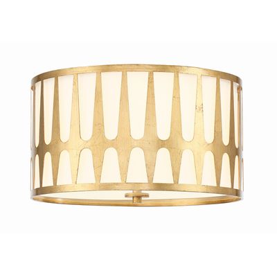 Royston 3 Light Antique Gold Flush Mount Silk Shade 18