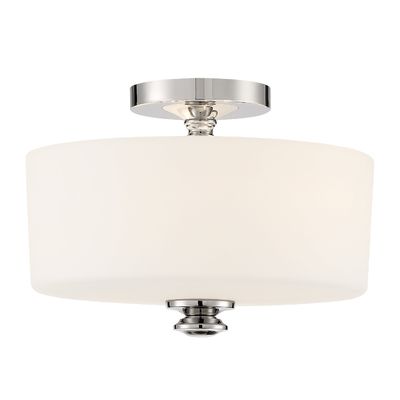 Travis 2 Light Polished Nickel Semi Flush Mount Glass 12.5