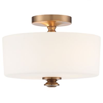 Travis 2 Light Vibrant Gold Semi Flush Mount Glass 12.5
