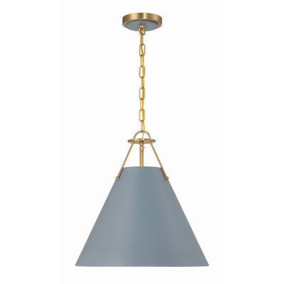 Xavier 3 Light Vibrant Gold + Blue Pendant Steel Shade 16