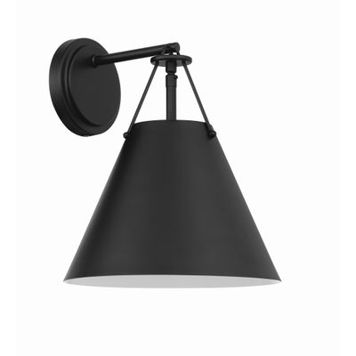 Xavier 1 Light Matte Black Sconce Steel Shade 10