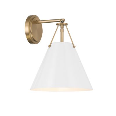 Xavier 1 Light Vibrant Gold + White Sconce Steel Shade 10