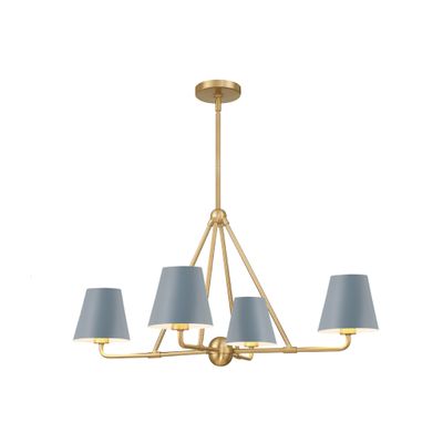 海外並行輸入正規品 Xavier 4 Light Vibrant Gold + Blue Chandelier Steel Shade クラブ