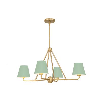 Xavier 4 Light Vibrant Gold + Green Chandelier Steel Shade 31.75