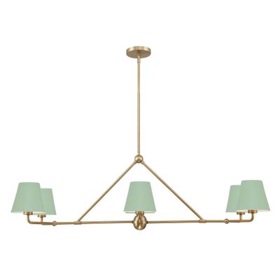 卸売 Xavier 6 Steel Chandelier Linear Green + Gold Vibrant Light ケーブル・シールド