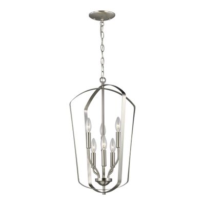 Generation Lighting. Romee Six Light Hall Foyer Pendant Brushed Nickel 5134906 962