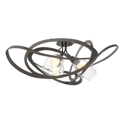 若者の大愛商品 Nest Black in (ZM) Glass Clear 3-Light Semi-Flush キャラクターグッズ