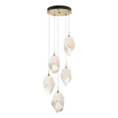 Chrysalis 5-Light Large Crystal Pendant 5-Light White Crystal (WP) in Modern Brass