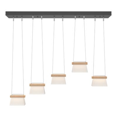 More Cowbell LED Pendant Maple Wood LED Clear Glass with Frosted Diffuser (YE) in Black