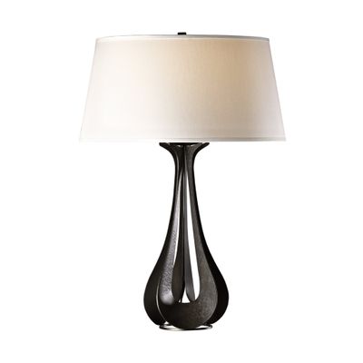 Lino Table Lamp 1-Light Natural Anna Shade (SF) in Dark Smoke - Dimmer on Socket