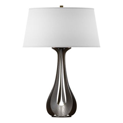 Lino Table Lamp 1-Light Natural Anna Shade (SF) in Oil Rubbed Bronze - Dimmer on Socket