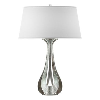 Lino Table Lamp 1-Light Natural Anna Shade (SF) in Sterling - Dimmer on Socket