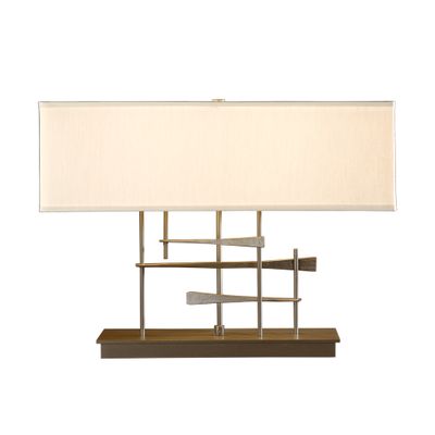 Cavaletti Table Lamp 2-Light Natural Anna Shade (SF) in Dark Smoke - Dimmer on Base
