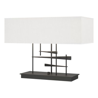 Cavaletti Table Lamp 2-Light Natural Anna Shade (SF) in Black - Dimmer on Base