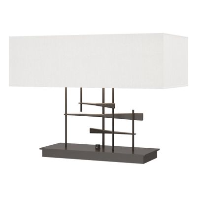 Cavaletti Table Lamp 2-Light Natural Anna Shade (SF) in Oil Rubbed Bronze - Dimmer on Base