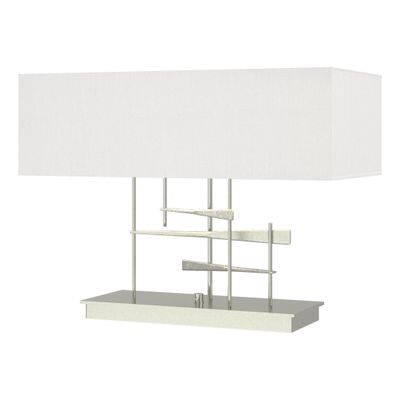 Cavaletti Table Lamp 2-Light Natural Anna Shade (SF) in Sterling - Dimmer on Base