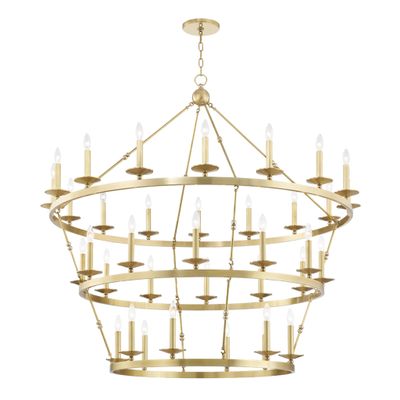 BesLowe Gold Chandelier, 5-Light Mid Century Brass