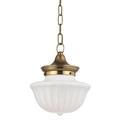 Dutchess 1-Light Pendant in Aged Brass 9L x 9W x 11.25H