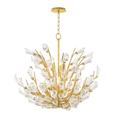 Tulip 9-Light Chandelier in Gold Leaf 27.75L x 27.75W x 21.75H