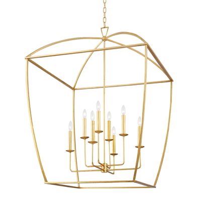 Bryant 8-Light Lantern in Gold Leaf 34L x 34W x 44.25H