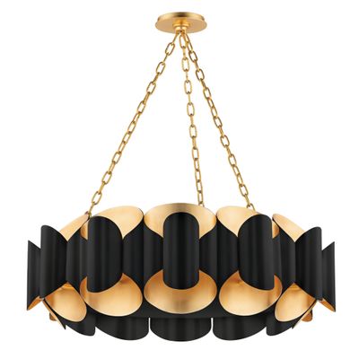 Banks 12-Light Chandelier in Gold Leaf/Black 34.5L x 34.5W x