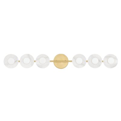 Elmont 6-Light Bath and Vanity in Aged Brass 4.75L x 4.75W x 34.25H