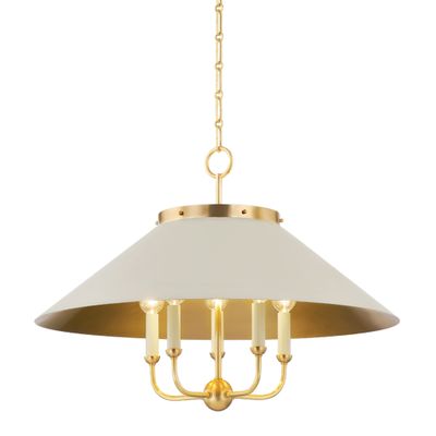 ブルー＆ラベンダー5 Clivedon 5-Light Chandelier in Polished Nickel/Blue Bird by