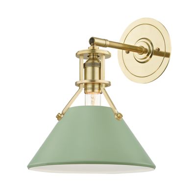 Hudson Valley Painted No.2 1 Light Wall Sconce Aged Brass Blue Bird