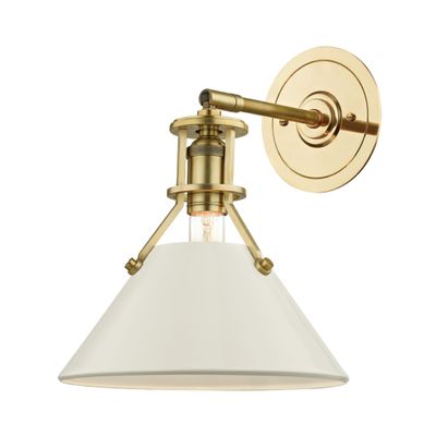 Painted No.2 1-Light Wall Sconce in Aged Brass/Off White by
