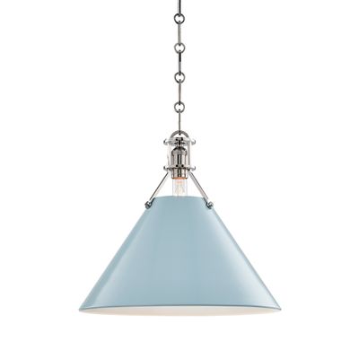Painted No.2 1 Light Pendant in Aged Brass/blue Bird by Mark D. Sikes