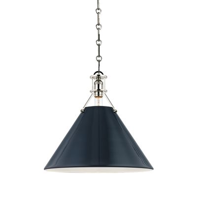Painted No.2 1-Light Pendant in Aged Brass/Blue Bird by Mark