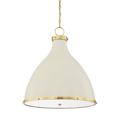 プライド Dynasty Painted No. 3 3-Light Pendant in Aged Brass/Off White by
