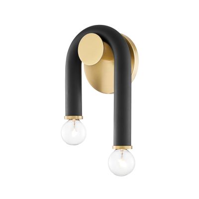 人気ショップ Aged in Sconce Wall 2-Light Whit Brass/Black 11H x 6.5W x 44L その他