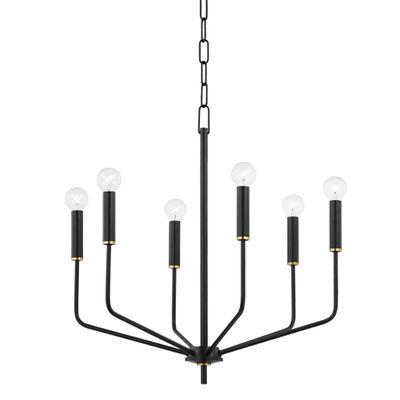Bailey 6-Light Chandelier in Aged Brass/Soft Black 37.75L x 24W x 23.5H