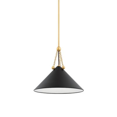 KALEA 1-Light Pendant in Aged Brass/Soft Black 4.75L x 16.25W x 15H