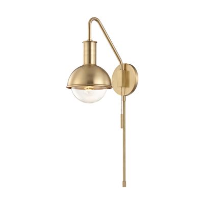 Riley 1-Light Plug-in Sconce in Aged Brass 6L x 6.25W x 24H