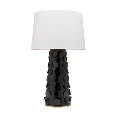 Naomi 1-Light Table Lamp in Black Lustro/Gold Leaf Combo 4.25L x 16W x 26.75H