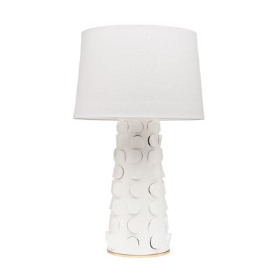 Naomi 1-Light Table Lamp in White Lustro/Gold Leaf Combo 5.5L x 16W x 26.75H