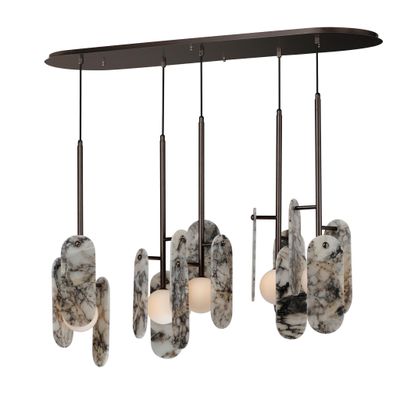 Studio M SM24815ARYBBZ Megalith 5-Light Pendant Striae Arya in Brushed Bronze by Nina Magon