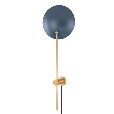 Leif Plug-In Sconce 1-Light LED in Patina Brass/Slate Blue 10.25L x 10.25W x 31.25H