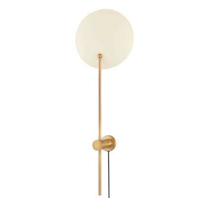 Leif Plug-In Sconce 1-Light LED in Patina Brass And Soft Sand 10.25L x 10.25W x 31.25H