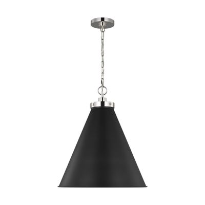Chapman & Myers Wellfleet Large Cone Pendant in Midnight Black and Polished Nickel