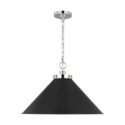 Chapman & Myers Wellfleet Wide Cone Pendant in Midnight Black and Polished Nickel