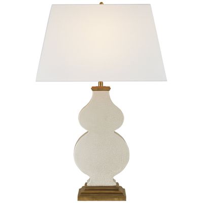 Alexa Hampton Anita Table Lamp in Tea Stain Porcelain with Linen Shade W18