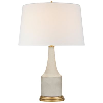 Alexa Hampton Sawyer Table Lamp in Tea Stain Porcelain with Linen Shade W15